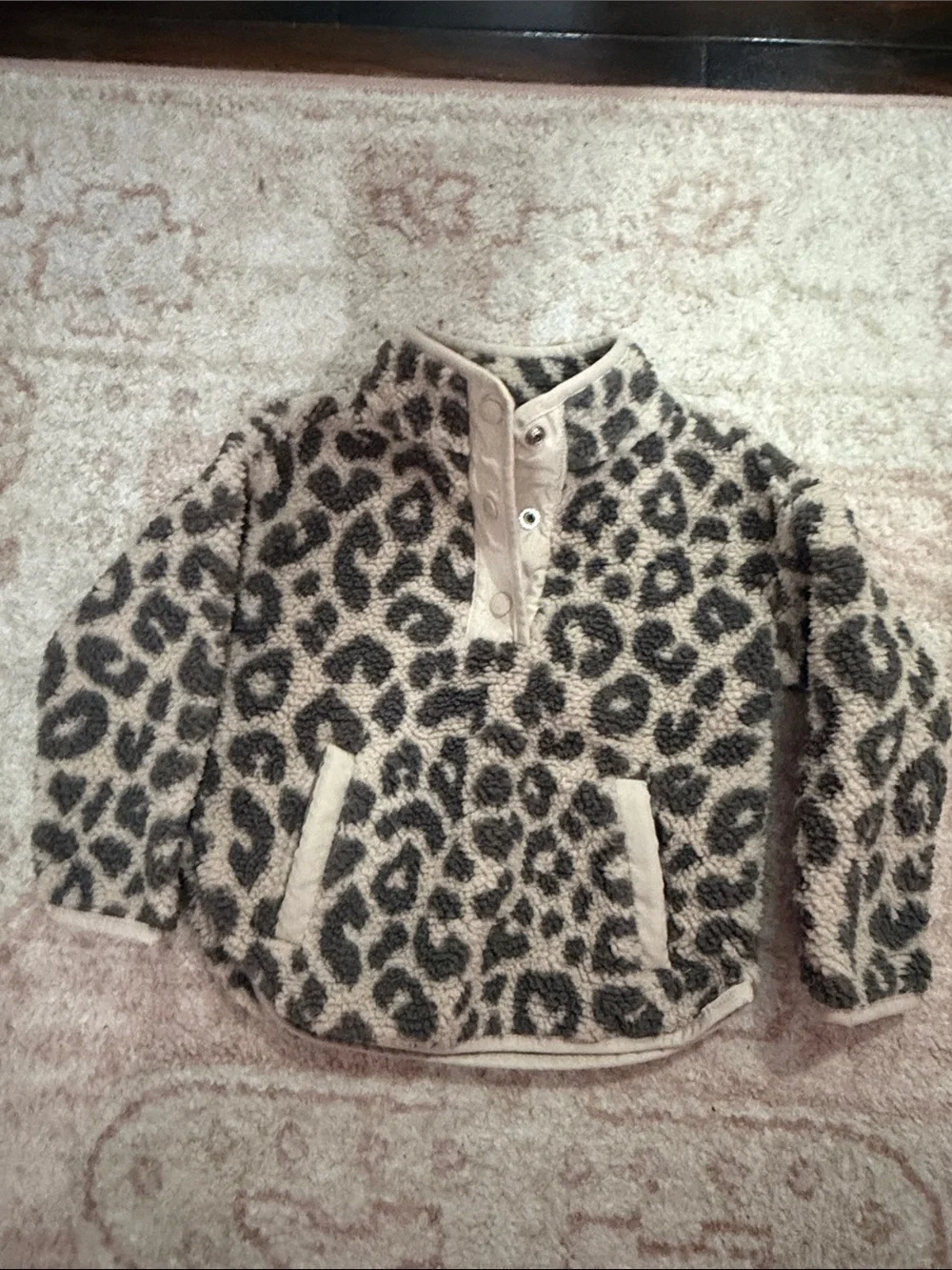 Carter's Beige and Black Leopard Fleece Pullover Hoodie